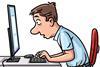 A cartoon of a man staring shocked at a computer screen