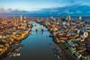 An aerial view over the River Thames