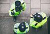 Three police officers talking on duty