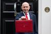 Chancellor John Healey leaves Number 11 Downing Street to present his Autumn Budget in the House of Commons