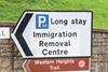 Immigration removal centre road sign