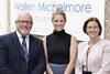 Ellie Lorimer (centre) with David Kendall, partner and Rebecca Procter, partner and head of family department, Wollen Michelmore
