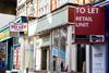 Highstreet shops with to let signs outside