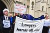 Demonstrators for and against the invoking of EU treaty article 50 outside the RCJ on first day of legal challenge. October 2016.