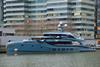 Superyacht PHI mooring in West India Dock, Canary Wharf, London