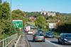 Vehicles travelling along the Arundel bypass, the A27 road, near to Arundel Castle in Arundel, West Sussex