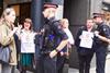 City of London police at courts reform protest