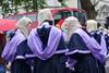 Judges waiting to cross the road to Westminster Abbey