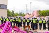 Police attempt to protect a sieged hotel as hundreds of police and rioters clash outside a Holiday Inn Express, Rotherham