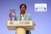 Conservative Party leader Kemi Badenoch on stage during the Conservative Party conference at Symphony Hall, Birmingham