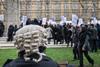 Barristers and solicitors protest in a second mass walkout over cuts to legal aid, Westminster, 2014