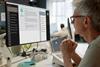 Office worker uses AI chatbot