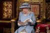 Queen Elizabeth II delivers the speech in the House of Lords during the State Opening of Parliament