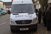 Serco virtual court van apparently parked on double yellow line.