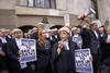 Barrister Alejandra Llorente Tascon gives a speech outside the Old Bailey during strike action