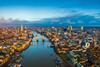 An aerial view over the River Thames