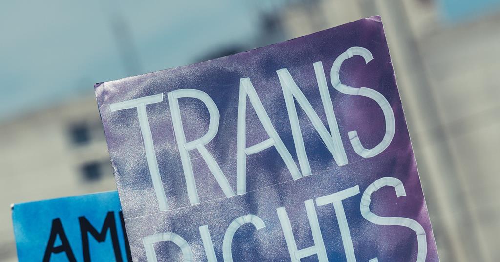 Trans rights protest sign
