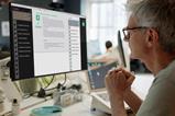 Office worker uses AI chatbot