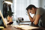 Stressed man working from home