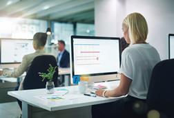 Office workers at their desks