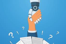 Robot lawyer helping hand