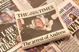 Eye of the media: national newspapers splashed on this photo of Andrew Mountbatten-Windsor following his arrest