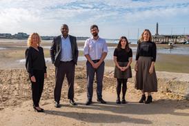 Beach break: staff from Boys & Maughan Solicitors’ Margate office enjoying a lunchtime walk to Margate Main Sands