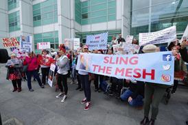 Women protest against the sudden closure of an NHS pelvic mesh removal clinic and surgeries in 2019