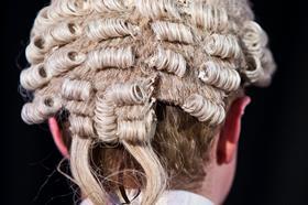 Anonymous man wearing barrister wig