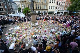 Floral tributes in St Ann's Square, Manchester