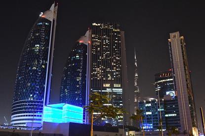 Dubai Financial District by night