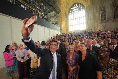Andy Burnham takes a selfie with colleagues from the Parliamentary Labour Party in Westminster Hall