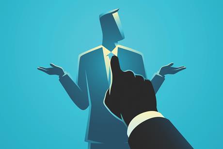 Businessman finger point