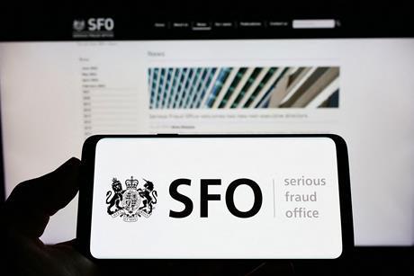 Serious Fraud Office logo displayed on phone screen