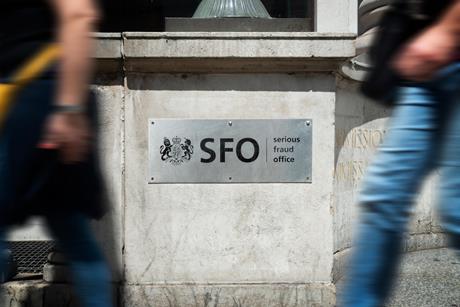 Serious Fraud Office sign on London office building