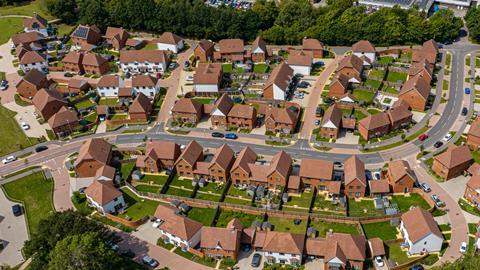 Aerial view of a new build development