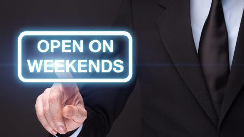 Open on weekends sign