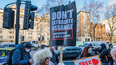 Julian Assange protest outside Westminster Magistrates Court