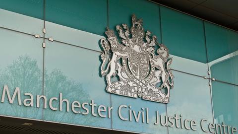 Manchester Civil Justice Centre sign