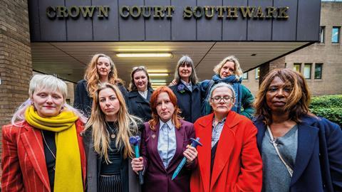 Climate protesters outside Southwark Crown Court
