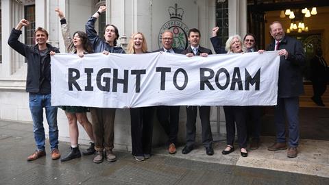 Dartmoor wild camp campaigners celebrate outside the Supreme Court