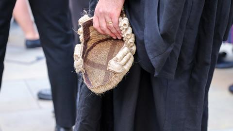 Barrister holds wig