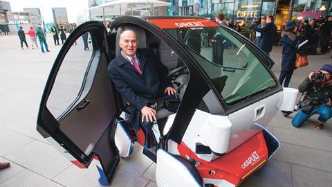Vince Cable in a driverless car
