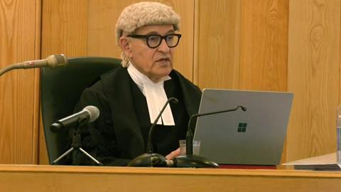 Judge Richard Marks KC during a live broadcast from the Old Bailey, London, sentencing Jemma Micthell to life with a minimum term of 34 years for the murder of Mee Kuen Chong