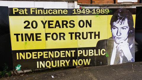 Mural calling for a public inquiry for Pat Finucane