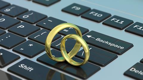 Wedding rings on keyboard