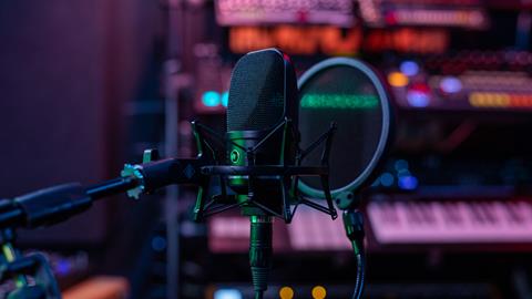 Microphone in music studio
