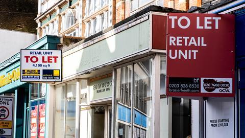 Highstreet shops with to let signs outside