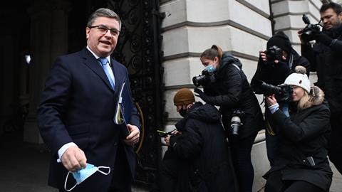 Lord Chancellor and Secretary of State for Justice Robert Buckland returns to 10 Downing Street following a cabinet meeting