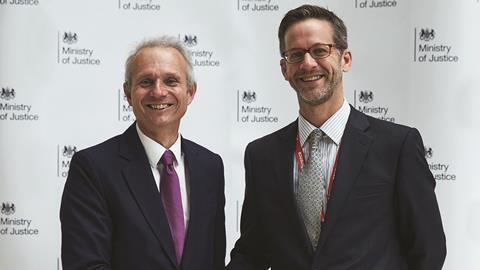 Parliamentary secretary Richard Heaton (right) welcomes his new boss, lord chancellor David Lidington CBE (left)